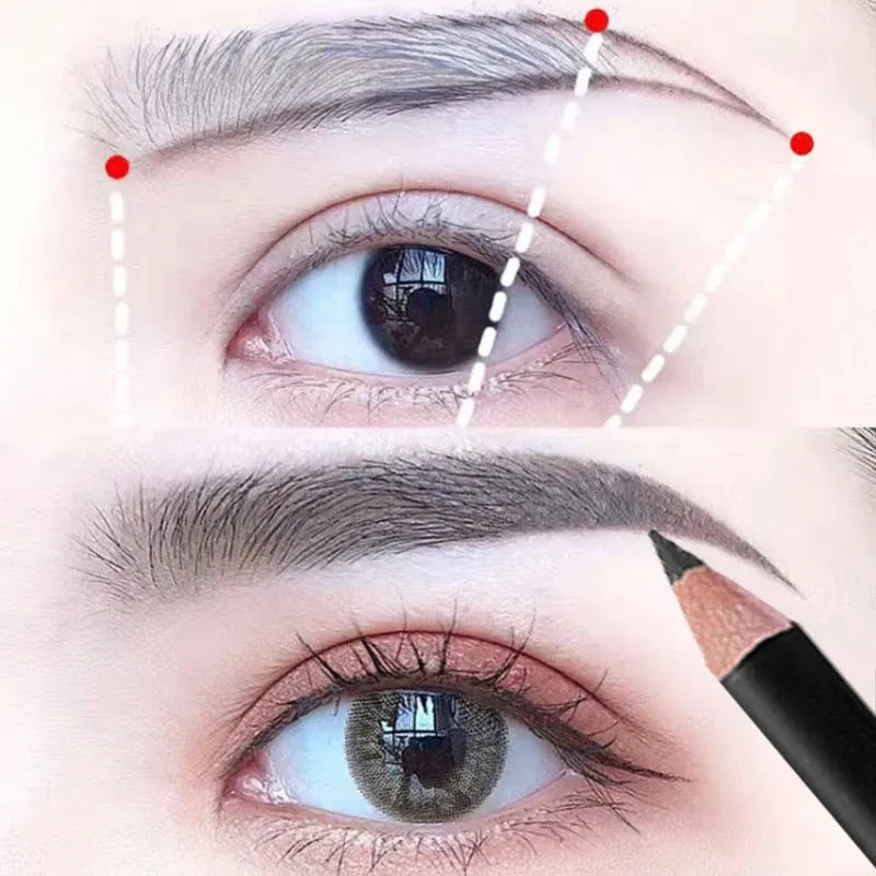 Color: light green - Waterproof Eyebrow Pen with Brush 7 Colors Natural Lasting Non-caking Eyebrow Pencil Outlining Wild Brow Korean Makeup Cosmetics