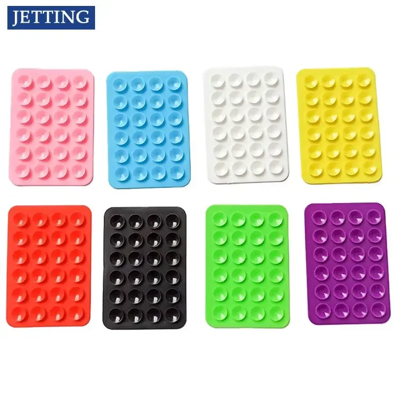 Color: Yellow - Double Side Silicone Suction Pad For Mobile Phone Fixture Suction Cup Backed Adhesive Silicone Rubber Sucker Pad For Fixed Pad