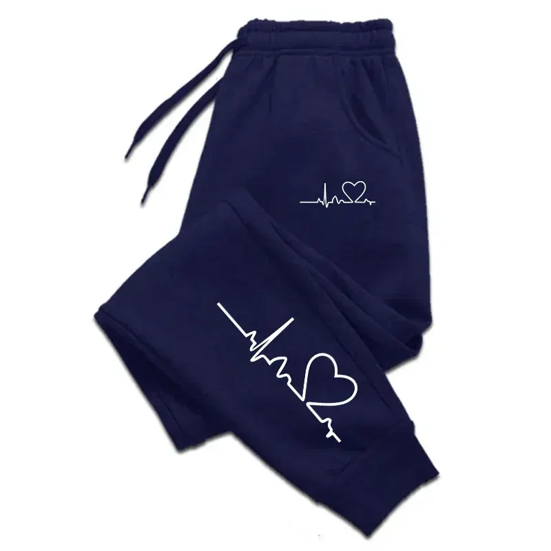 Color: green, Size: S - Hot Sales Womens Sweatpants Daily Casual Pants High Quality Fitness Tracksuit Trousers Heart Print Street Sport Jogging Pants