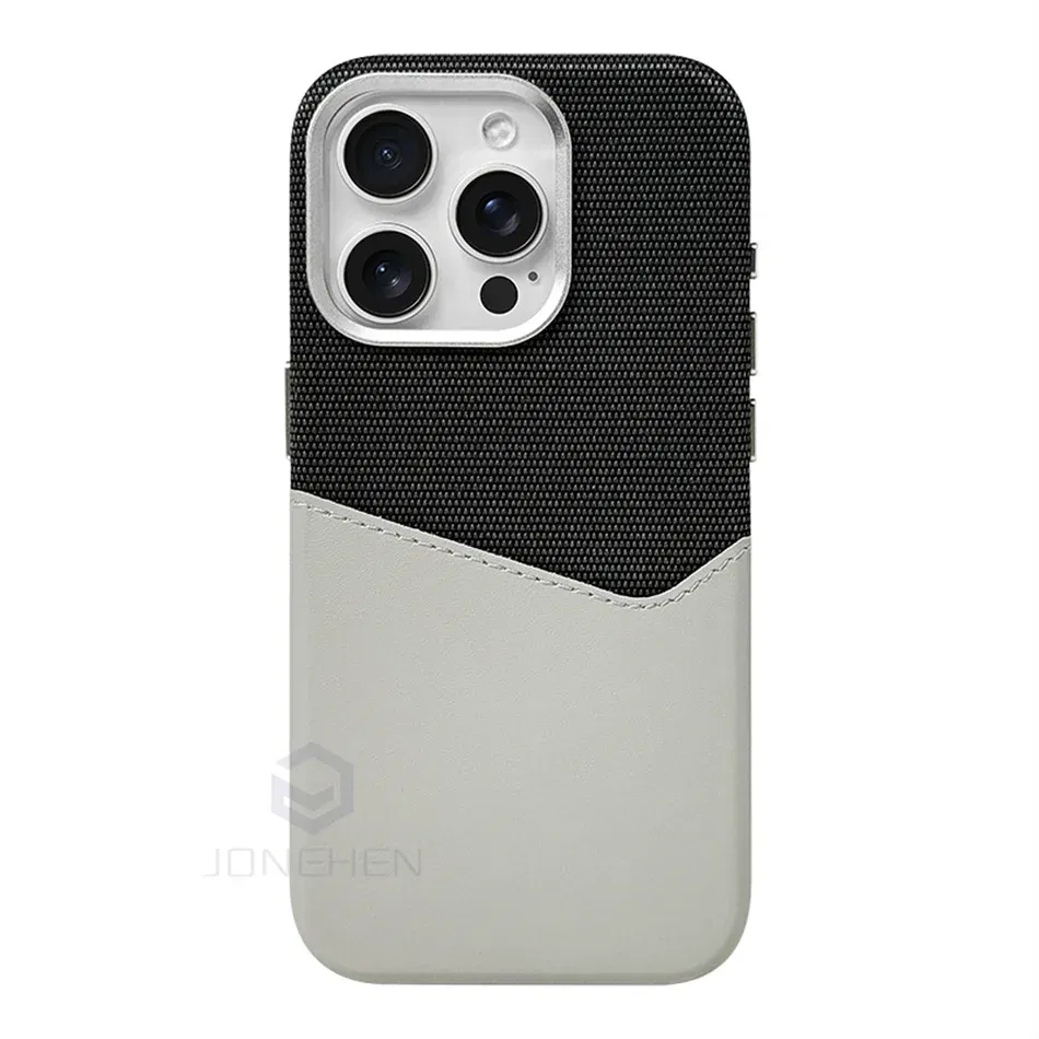 Color: Brown, Material: Neoprene - For Magsafe Card Holder Leather Case For iPhone 16 15 13 12 17 Pro Max 14 Plus Pocket Wireless Charge Alloy Lens Magnetic Cover