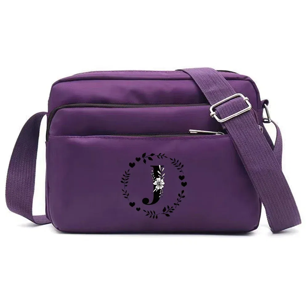Color: army green - Purple One Shoulder Crossbody Bag Portable Commuting Large Capacity Simplicity Storage Bag Garland Letter Series Print Pattern