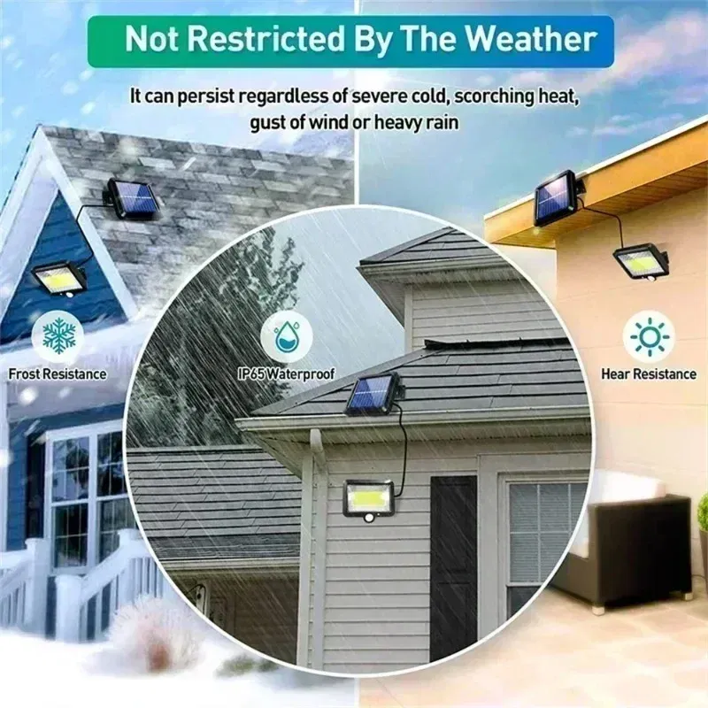 Emitting Color: light yellow - COB LED Solar Light Outdoor PIR Motion Sensor Solar Waterproof Wall Emergency Street Light Garage Lighting Patio Security Lights