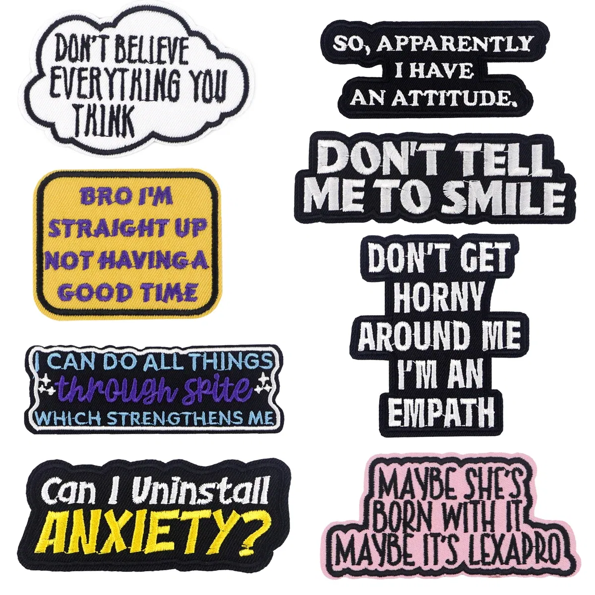 Color: Black Nickel - Letters Embroidery Patch Funny Quotes Iron On Patches For Clothing Thermoadhesive Patches On Clothes DIY Sew Badges