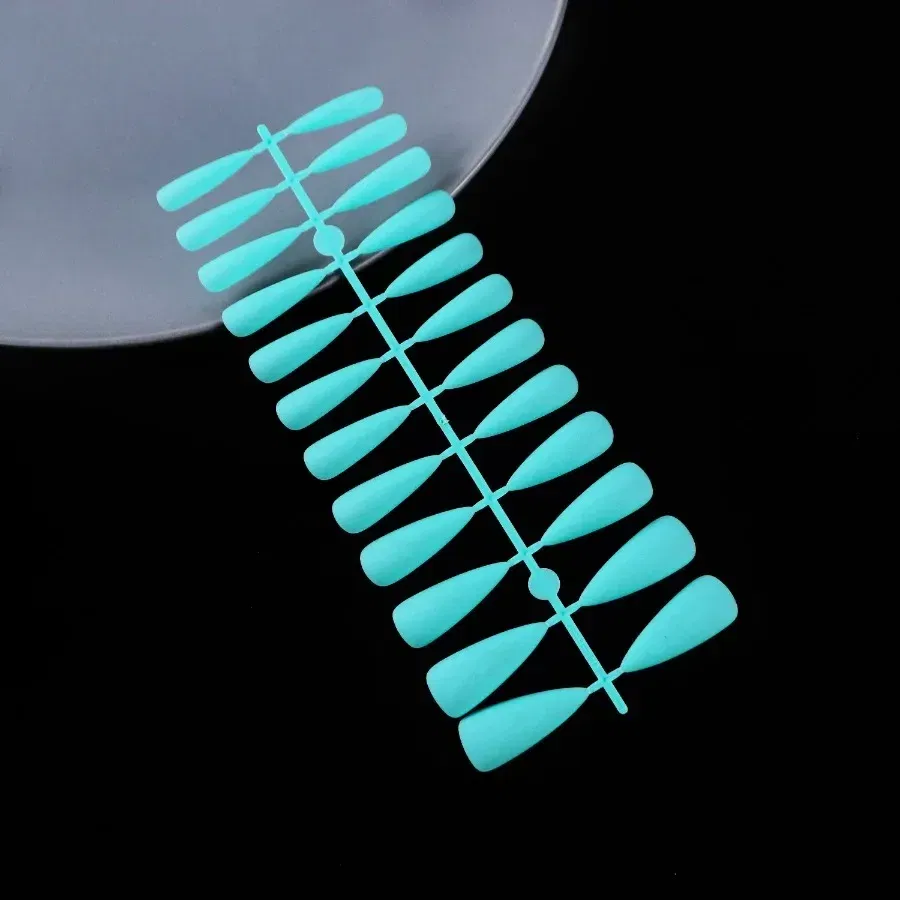 Color: Pink - Matte False Nails 24PCS  Head Frosted Press Glue on Fake Nail Tips Ballet Detachable Full Cover Artificial Fingernails
