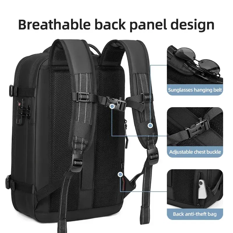 Color: MULTI - Men Travel Backpack vacuum compression Laptop Backpack 17 inch Extended Large Capacity school Backpack Hiking Business backpack