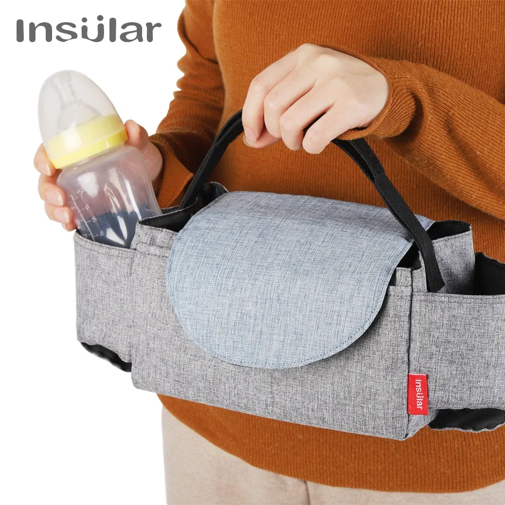 Color: GRAY - Insular Diaper Bag Baby Milk Bottle Insulation Bags Mummy Storage Bag For Baby Stuff Collection Stroller Accessories Baby Care