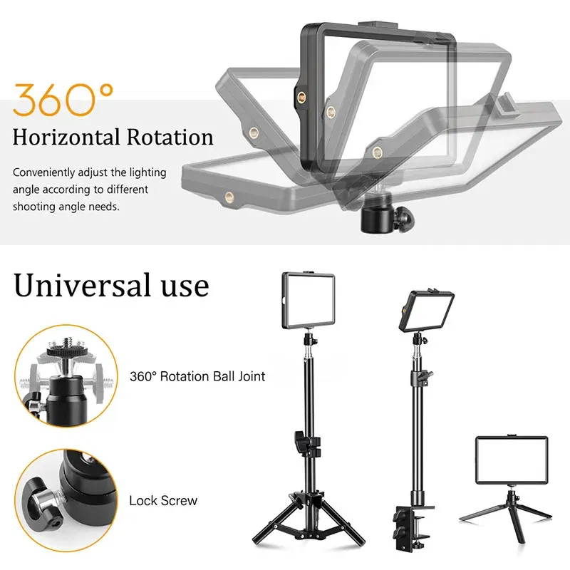 Color: Peach Blossom - 6/8 Inch Video Led Light Photography Selfie Dimmable Video Fill Light for Photo Studio Live Stream Fill Lamp No Tripod Stand