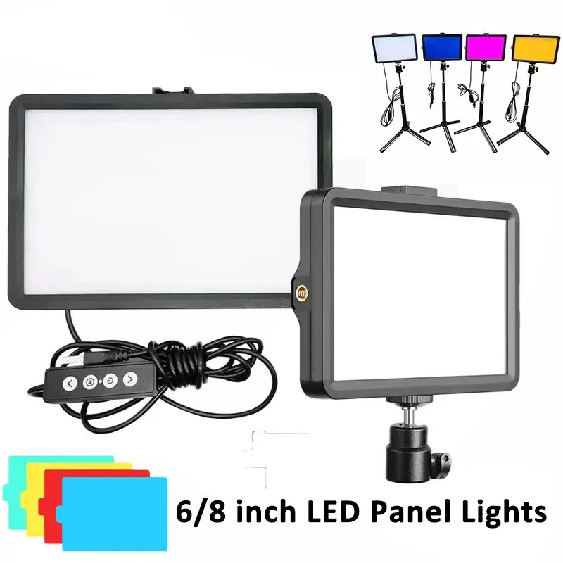 Color: Peach Blossom - 6/8 Inch Video Led Light Photography Selfie Dimmable Video Fill Light for Photo Studio Live Stream Fill Lamp No Tripod Stand