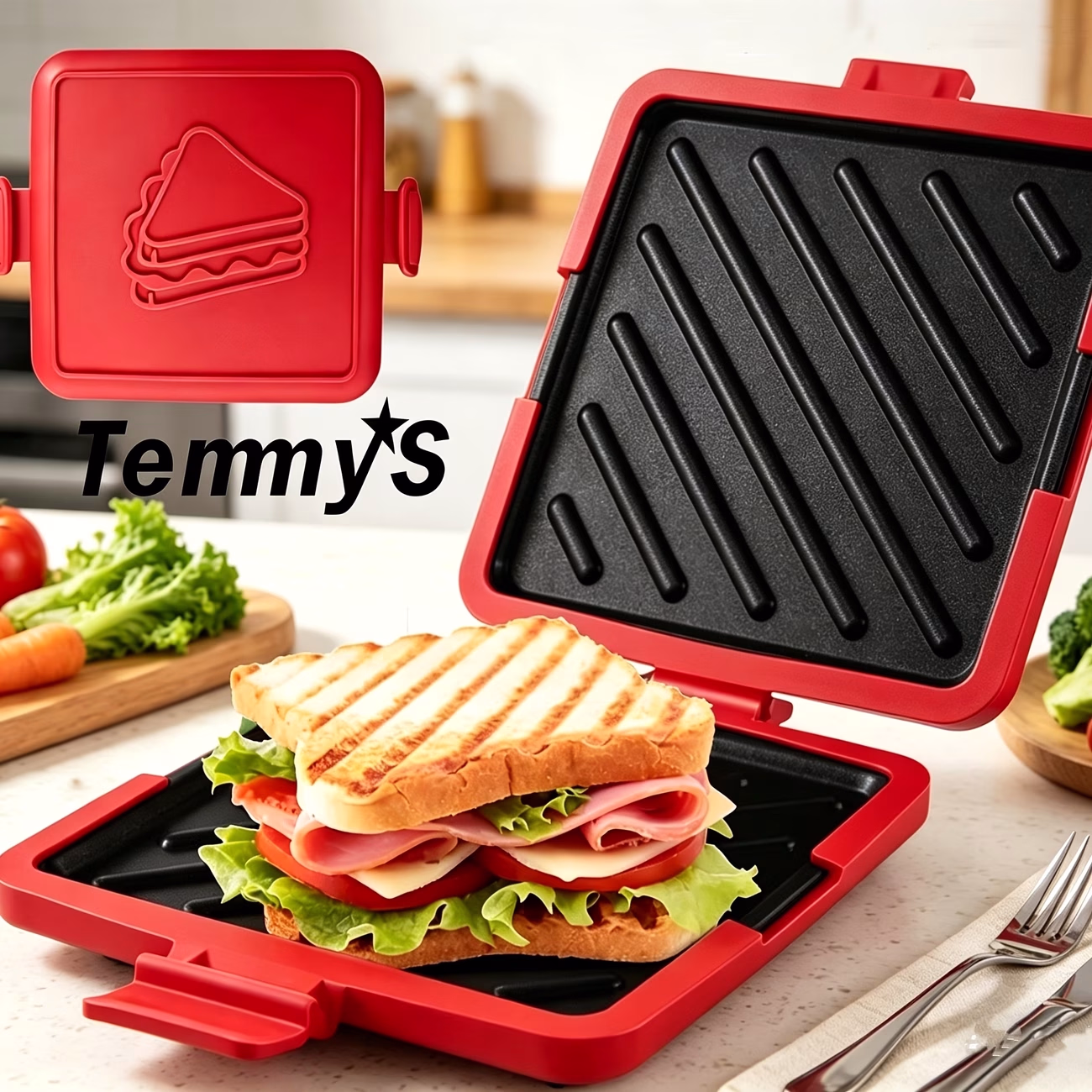 TEMMYS Microwave Toaster Sandwich Maker – Non-Stick Baking Pan for Effortless Cooking