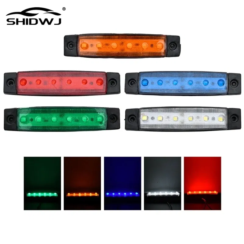 Emitting Color: DEEP BLUE - 1Pcs Truck Trailer Side Marker Indicators clearance Light Car Brake Rear Highlight Tail Light 6LED 12V/24V Warning Signal Lamp