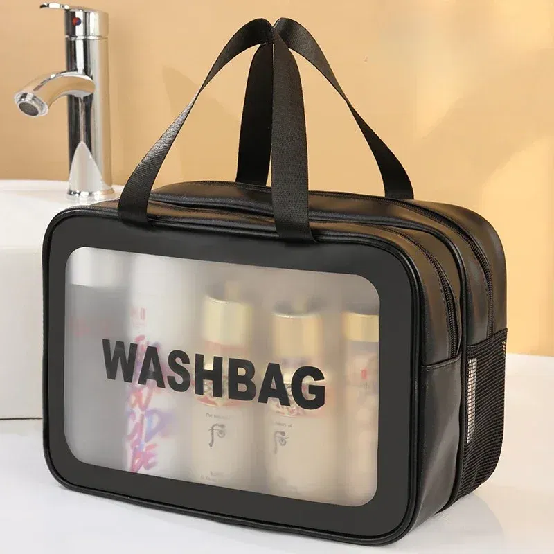 Color: Pink - Wet-dry separation makeup bag portable toiletry bag travel essentials large capacity storage bag fitness swimming essentials