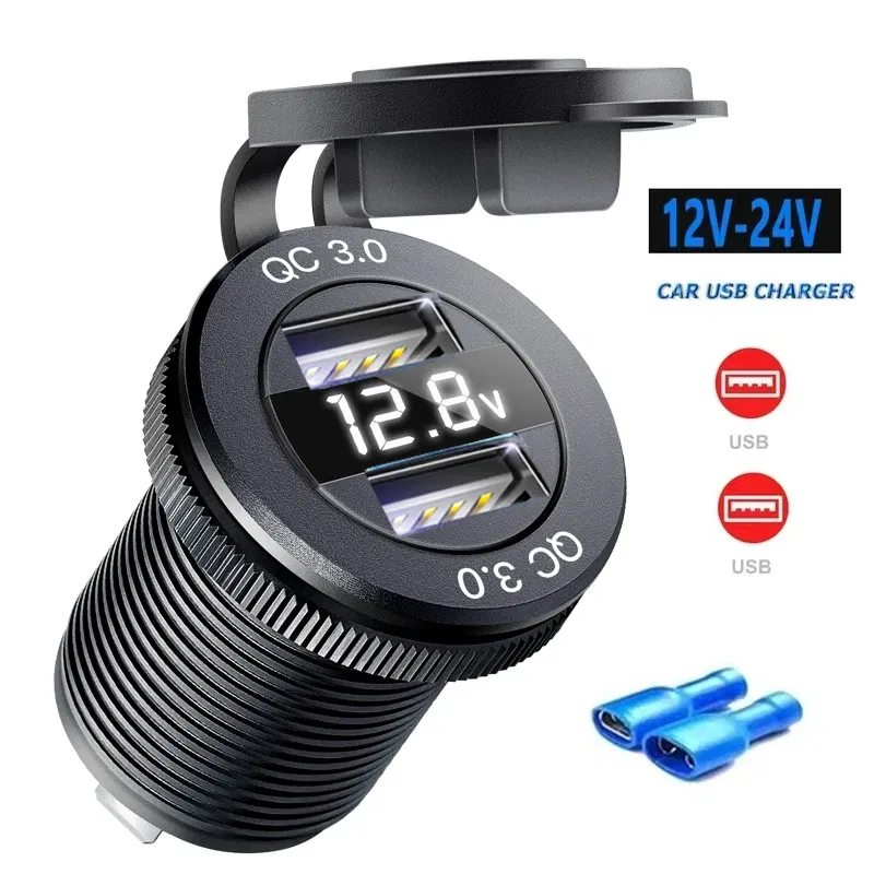 Color Name: Gold, Ships From: CHINA - 12V Car Fast Charger Power Socket QC3.0 and PD USB Port Car Charger Adapter fast charging for Car Boat Marine RV Motorcycle