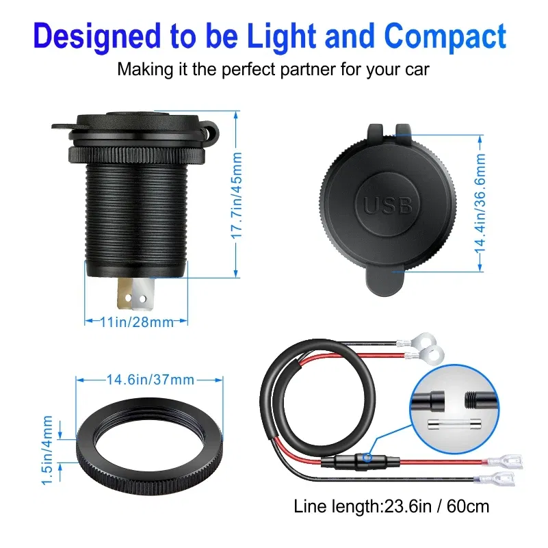 Color Name: Gold, Ships From: CHINA - 12V Car Fast Charger Power Socket QC3.0 and PD USB Port Car Charger Adapter fast charging for Car Boat Marine RV Motorcycle