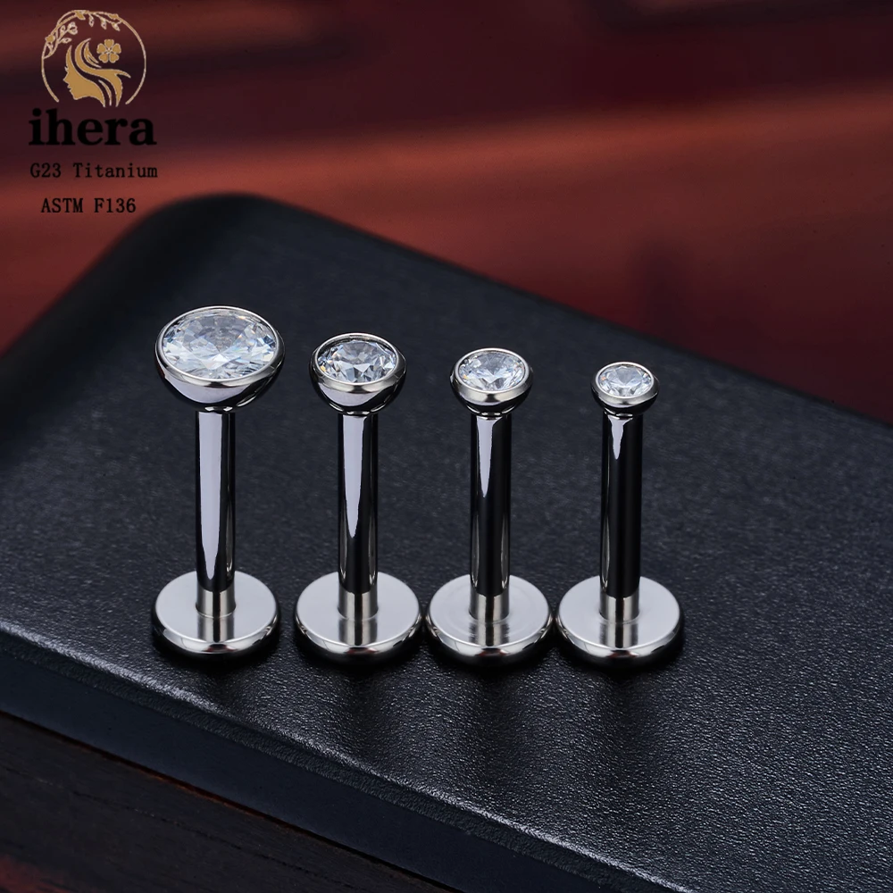Metal color: SILVER PLATED, Ships From: CHINA, Main Stone Color: black - 10PCS G23 Titanium Lip Ring Labret Piercing Stud Earring CZ 16/18/20G Push Pin Ear Tragus Cartilage Helix Conch Pierc? Jewelry