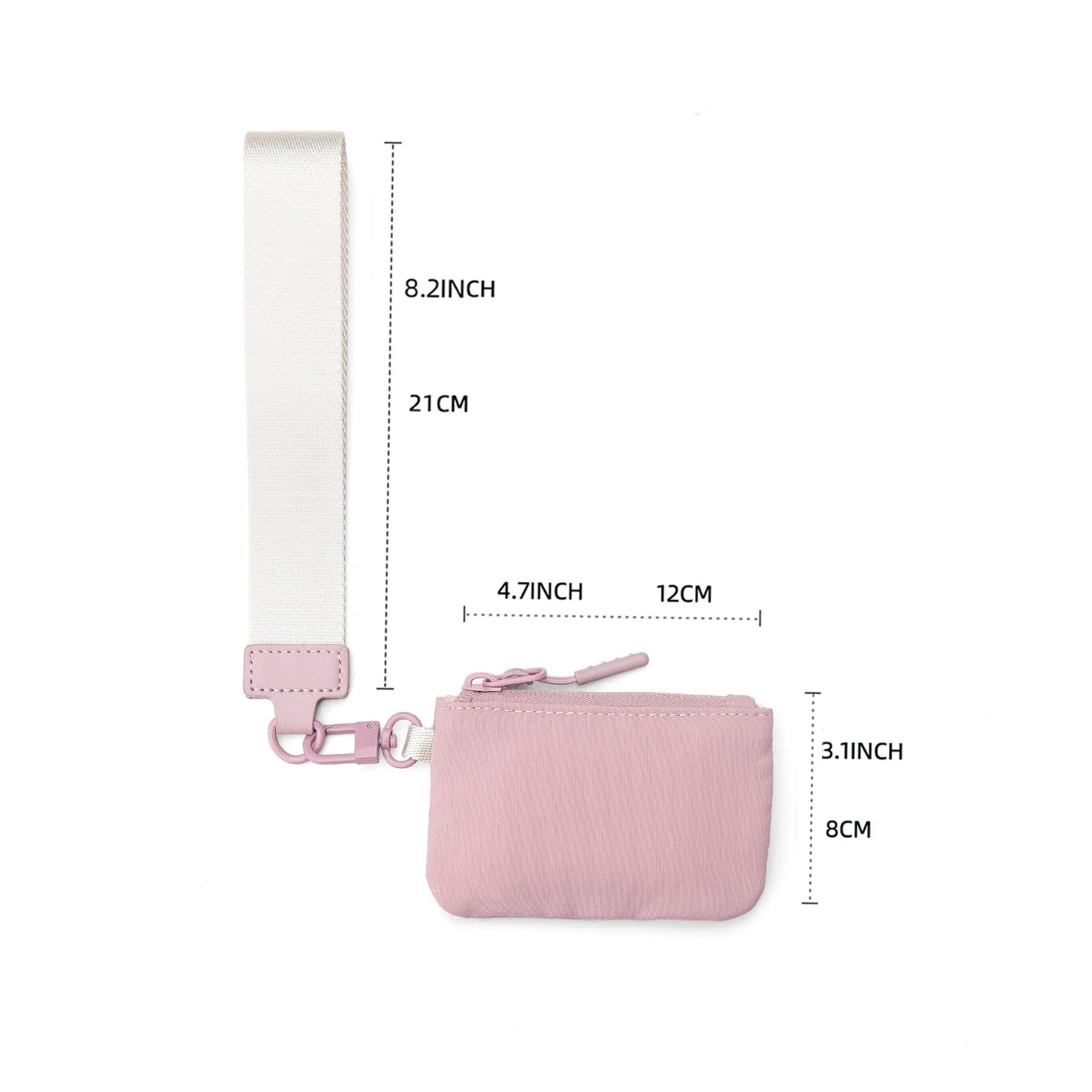 Color: GRAY - Mini Dual Coin Pouch Solid Color Wristlet Keychain Wallet Change Pocket Handbag lulu Coin Purse Women Portable  Key Card Holder