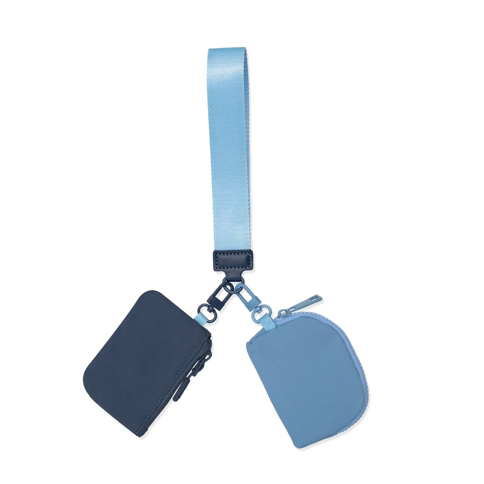 Color: GRAY - Mini Dual Coin Pouch Solid Color Wristlet Keychain Wallet Change Pocket Handbag lulu Coin Purse Women Portable  Key Card Holder