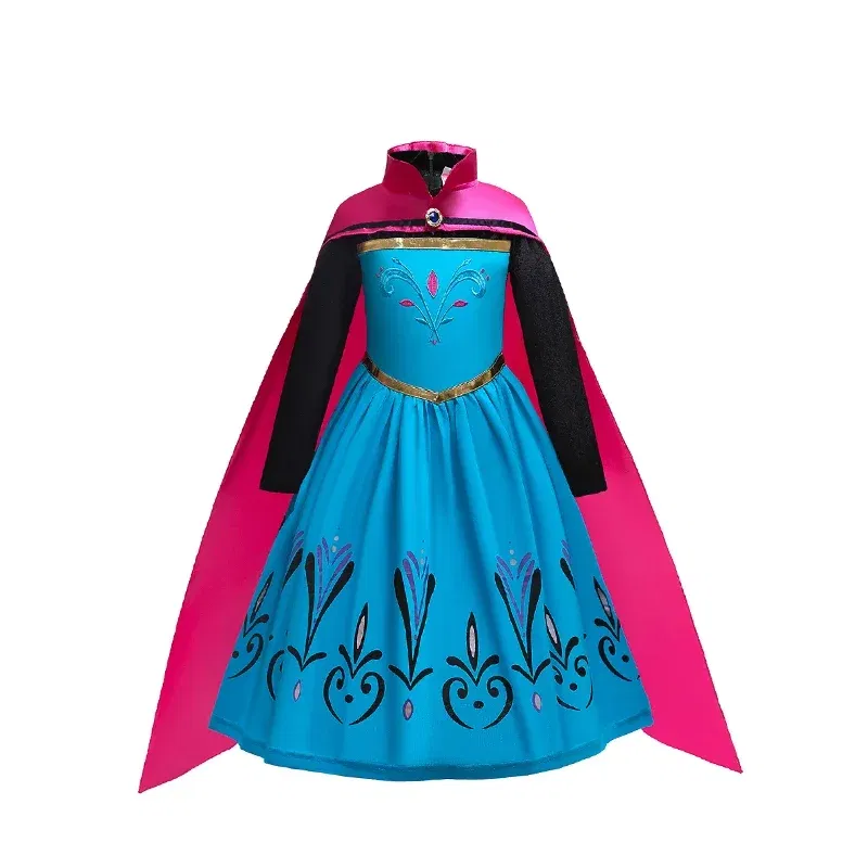 Color: Blue, Kid Size: 13 - Disney Kids Girls Cosplay Frozen Elsa Anna Princess Dress Girl Mesh Ball Gown Carnival Birthday Clothes Snow Queen Elsa Costume