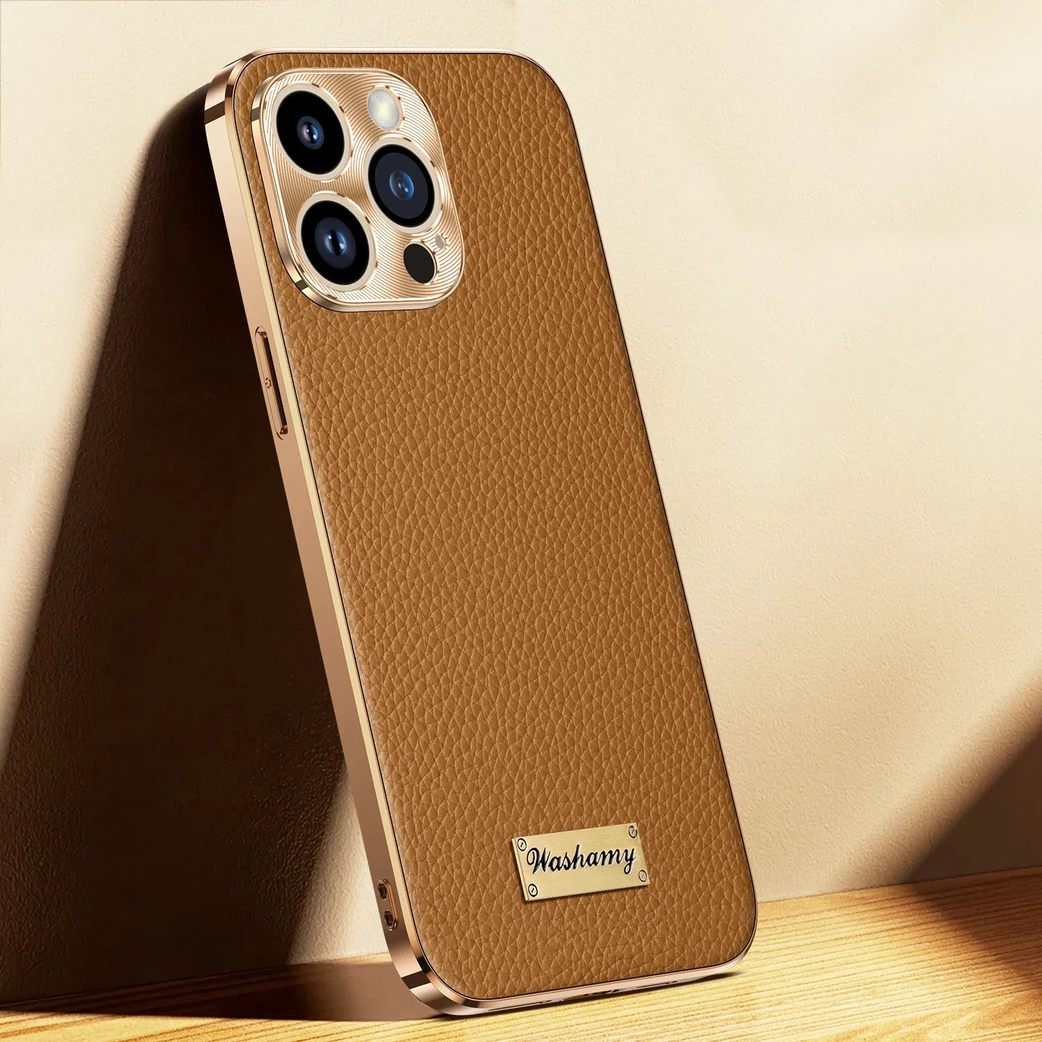 Color: Blue, Compatible-Phone Models: For iPhone 14 Pro Max - Luxury Genuine Leather Phone Case For iPhone 15 14 13 Pro Max Plating Soft Silicone Frame Shockproof Cover For iPhone 16 Pro Max