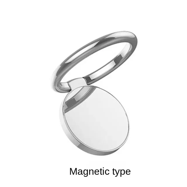 Color: Orange - Metal Mirror Ring Buckle Creative Finger Buckle Mobile Phone Holder Ring Car Magnetic 360 Degree Rotating  Phone Holder Stand