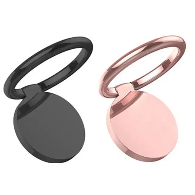 Color: Orange - Metal Mirror Ring Buckle Creative Finger Buckle Mobile Phone Holder Ring Car Magnetic 360 Degree Rotating  Phone Holder Stand