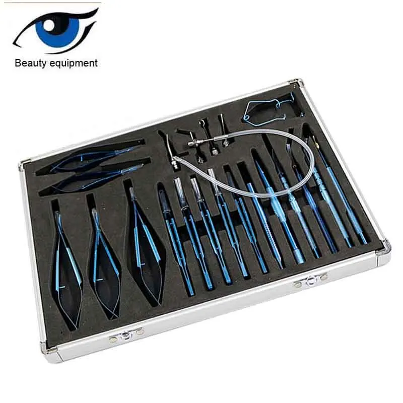 Color: Brushed Brass - Ophthalmic microsurgical instrument set 21 sets stainless steel titanium alloy microsurgical instrument set