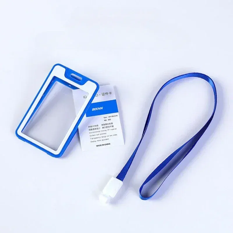 Color: Red - Unisex Colorful Employee Id Case with Lanyard Double Side Id Credit Card Holder Access Bus Card Case Badge Holder Card Sleeve