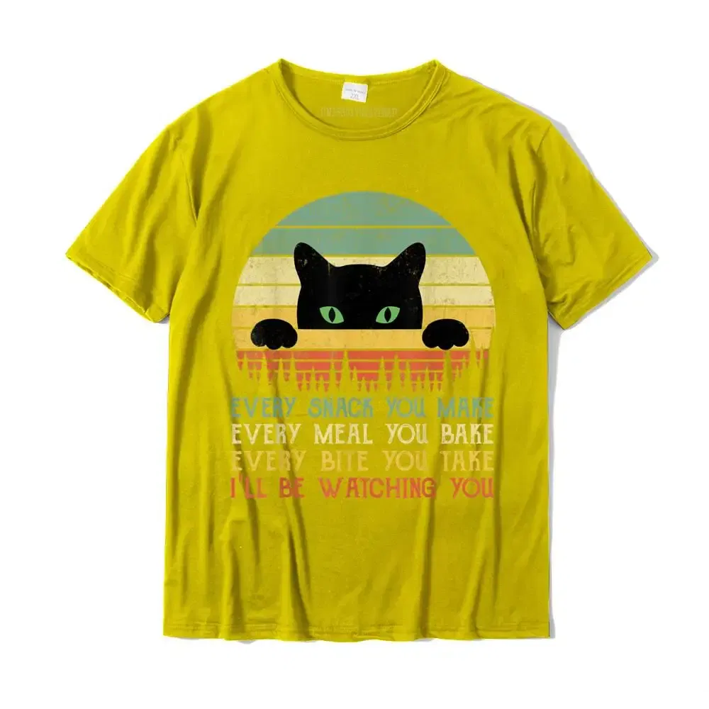 Color: Yellow, Size: M - Every Snack You Make Cat Funny Cat Mom Cat Mama Cat Dad T-Shirt Cotton T Shirts For Men Custom T Shirt Rife Printed