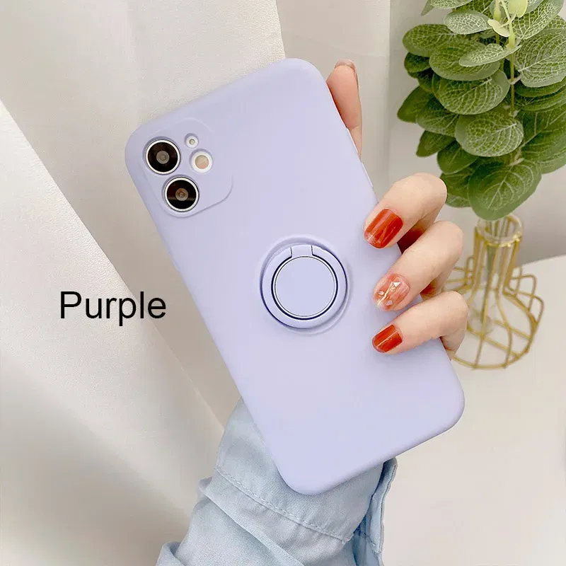 Color: SKY BLUE, Compatible-Phone Models: For iPhone 13 Mini, Ships From: CN - With Ring Holder Shockproof Case For IPhone 16 15 14 13 12 11 Pro Max Silicone TPU Soft Back Cover