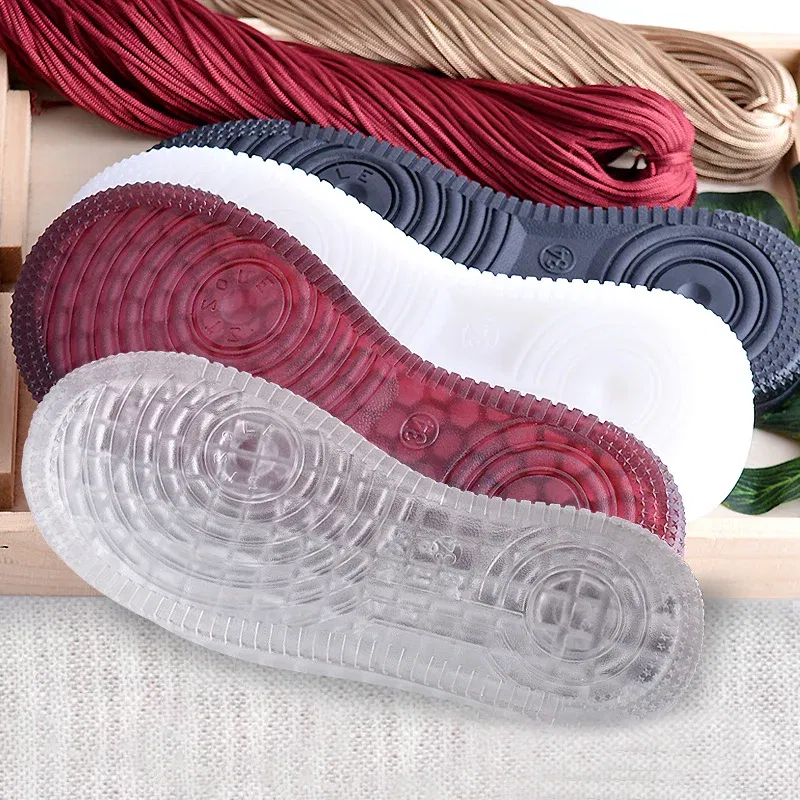 Color: Red, Shoe Size: 2.5 - 1 Pair Soft Rubber Soles Hand-woven Hook Line Soles Anti-slip Shoe Patch Durable Repair Replacement For Boot Shoes
