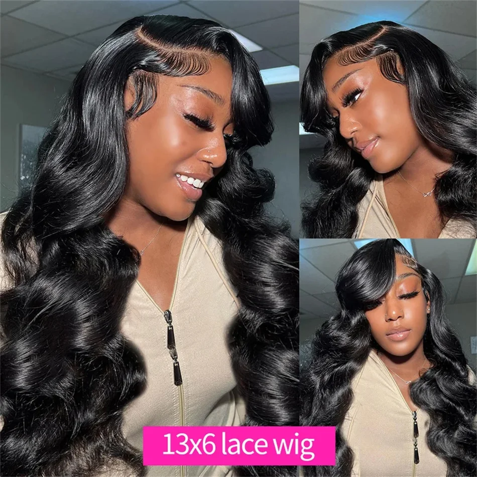 Hair Color: #6, Stretched Length: 22INCHES, Density: 180%, Ships From: CHINA - 30 38 Inch 13x6 HD Body Wave Lace Front Wig Pre Plucked Black Loose Wave 13x4 Lace Frontal Wig 100% Human Hair Wigs For Women