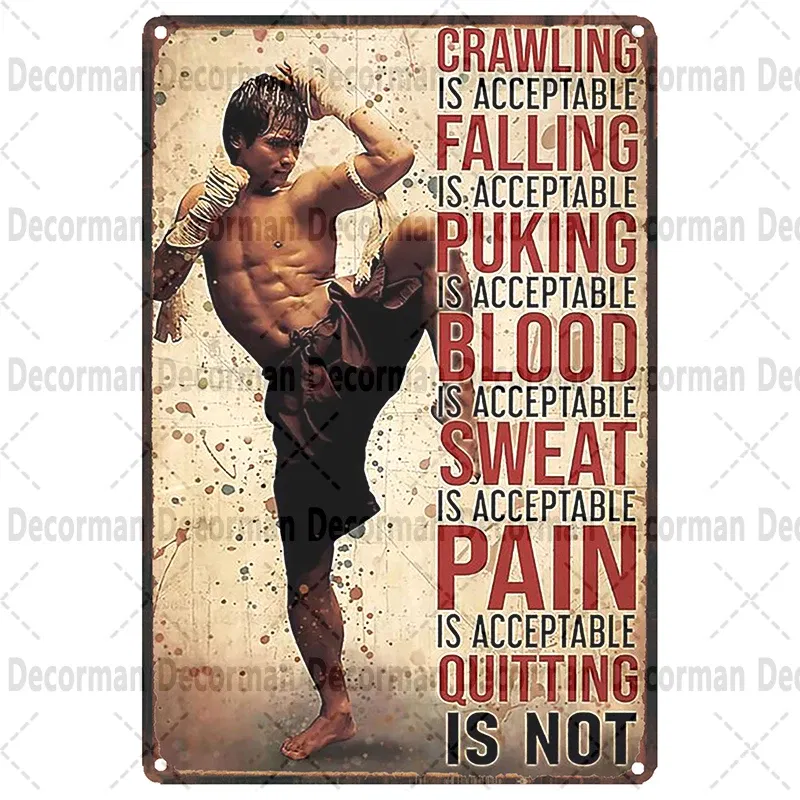 Color: Chocolate - [ Mike86 ] Muay Thai Tin Sign Wall Home Boxing Thailand Metal Poster art Painting Pub LTA-3188 20*30 CM