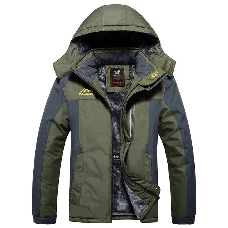 Color: camel, Size: 6XL - TELLHIGH 2024 Winter Parka Men Jacket Mens Plus Velvet Men Hooded Windbreaker Coats Men Casual Warm Jackets Coat Detachable Hat