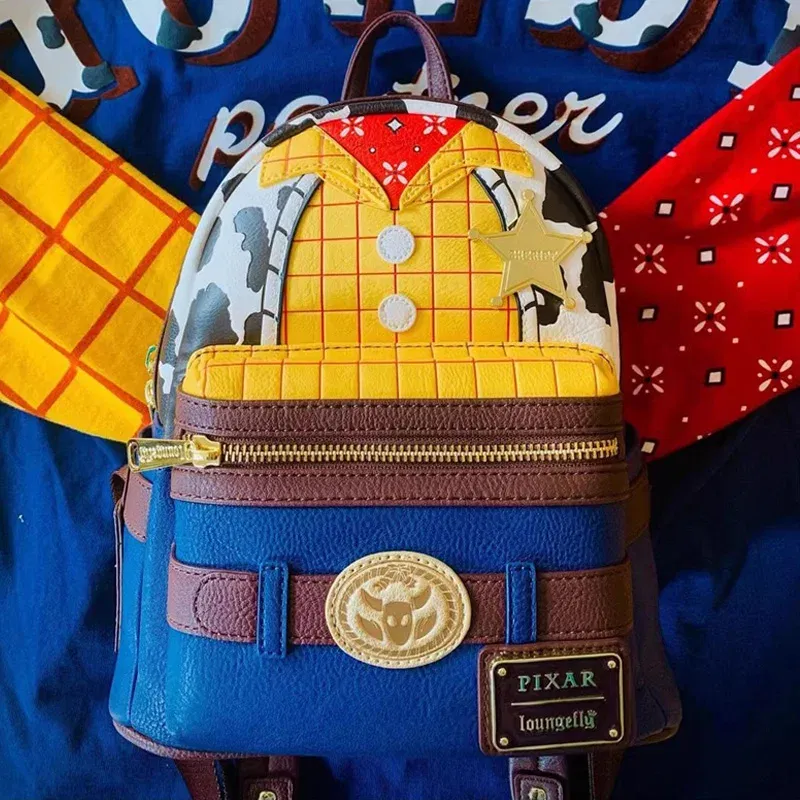 Color: Chocolate Color - Disney Tinker Bell Women Double Strap Shoulder Bag Purse Cute Disney Princess Belle PU Leather Mickey Ariel Backpack