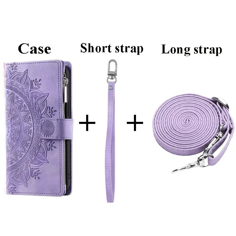 Color: MAROON, Material: Plastic - S24 Ultra S23 Plus S 22 CrossBody Strap Zipper Wallet Case for Samsung Galaxy S22 S23 FE S21 S20 23 24 Ultra Note 20 Book Cover
