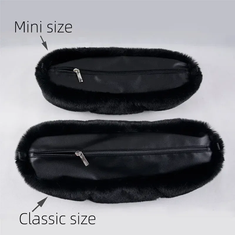 Color: Bronze - New  Autumn winter obag  Faux Rex Rabbit fur zipper up furry Trim  Inner pocket for Classic Mini O bag Accesorios