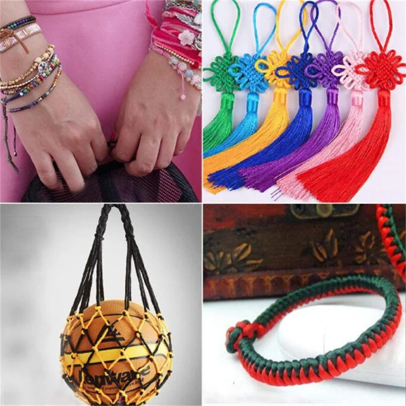 Color: Yellow - 24m Polyester Braided Jade Thread For DIY Handmade Necklace Bracelet Trinket Pendant Braided Accessories Jewelry Making Finding