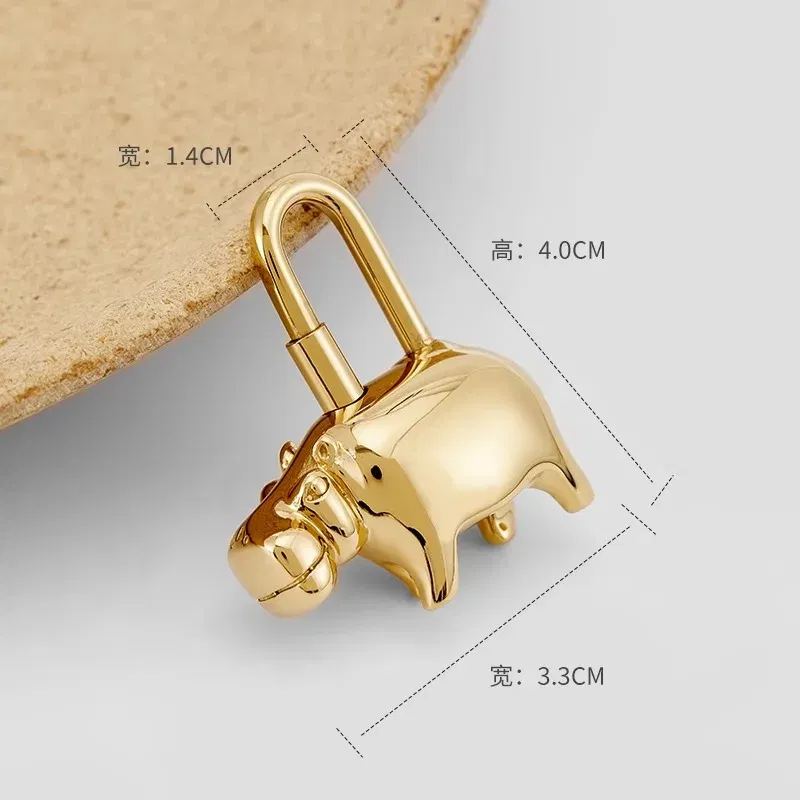 Color: Chocolate - Bag Pendant For Birkin Kelly Bag Pegasus Lock Charm All-steel Animal Metal Lock Bag Pendant High-end Charm Necklace