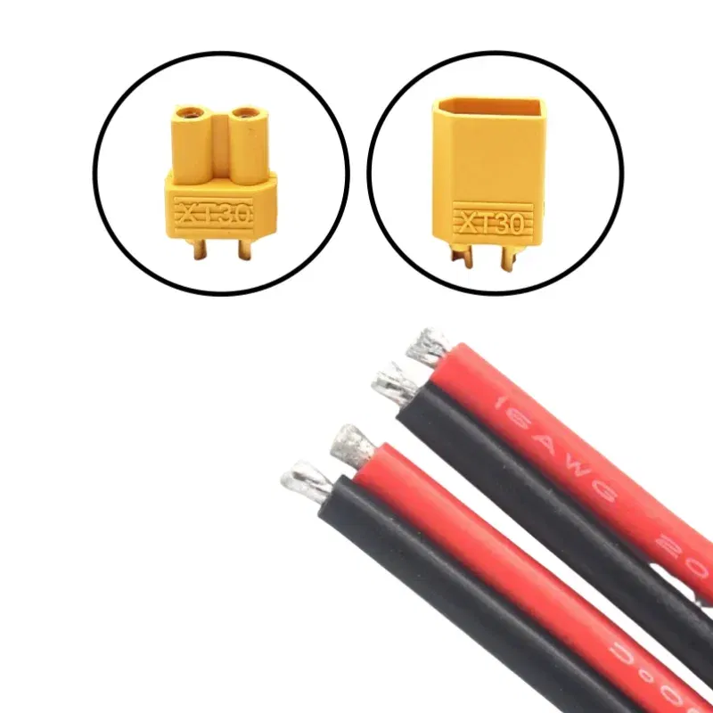 Color: PURPLE - XT30 Pigtail Plug Male and Female Connector with 100mm 16AWG Tinned Wire Cable for RC Fixed wing Lipo Battery FPV Drone charger