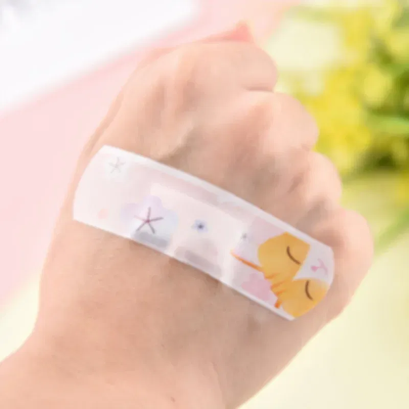 Color: RED - 20pcs/lot Kawaii Cartoon Dinosaur Pattern Self-adhesive Band Aid Hemostasis Bandages Dressing Patches Tape Plaster for Children