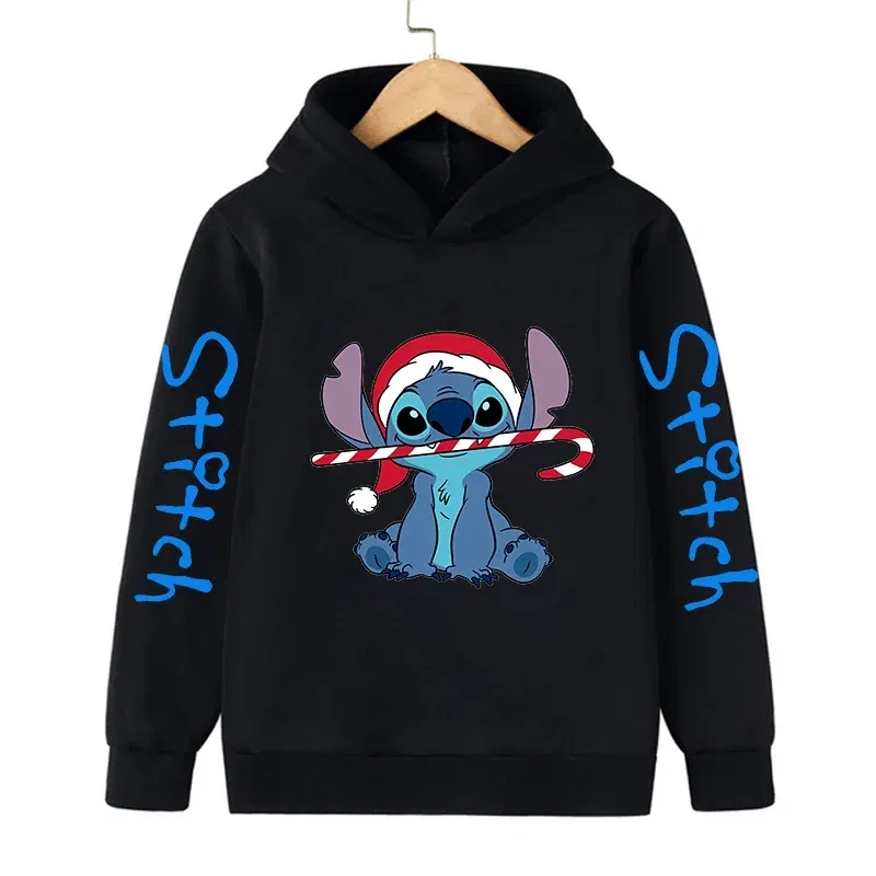 Color: GRAY, Size: 25cm - New in Cool Stitch Hoodie Children Cartoon Clothes Kid Girl Boy Lilo and Stitch Sweatshirt Manga Hoody Baby Casual Top