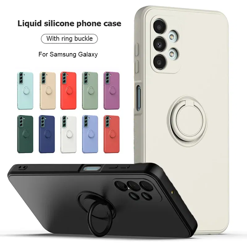 Color: BRIGHT PINK, Ships From: CHINA, Material: Acrylic - With Ring Holder Phone Case For Samsung Galaxy S25 Ultra S24 S23 S22 S21 Plus A13 A52 A53 A54 TPU Soft Back Cover