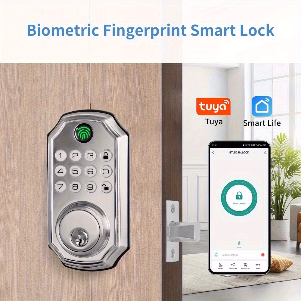 YFK® Smart Keyless Entry Door Lock – Fingerprint Lock with App Remote Control
