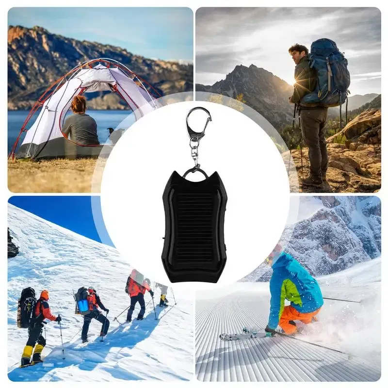 Color: Black, Ships From: United States - Solar Phone Charger 1500mAh Outdoor Portable Charger Waterproof Solar Charger Keychain Built-in Led Flashlight For Cell Phone