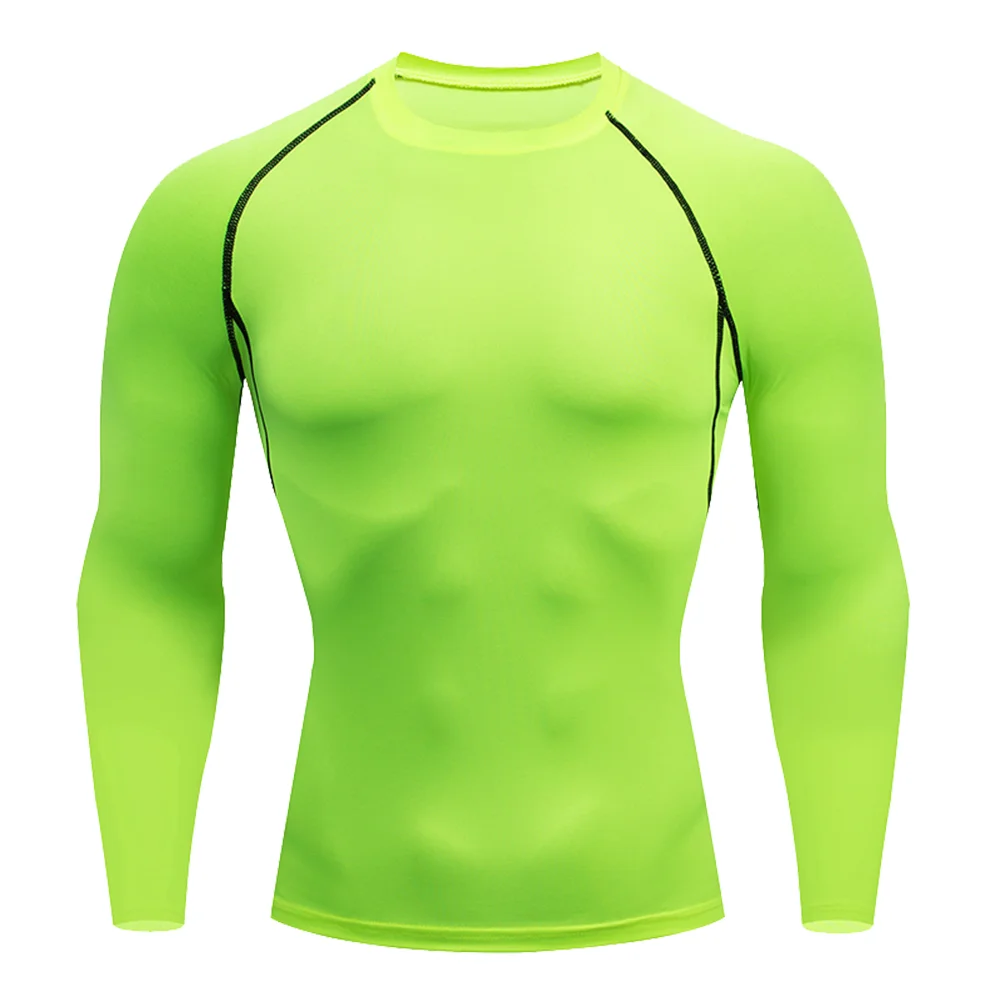 Color: Brown, Size: XXXL - Men Bodybuilding Sports T-Shirt Quick Dry Running Shirt Long Sleeve Compression Top Gym T Shirt Men Fitness Tight Rashgad
