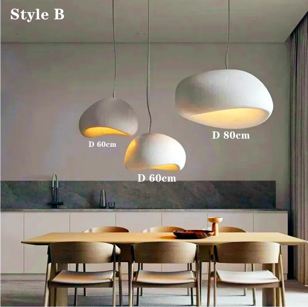 Body Color: Blue, Size: L, Emitting Color: Cold White - Cream style Wabi Sabi chandelier restaurant bar decoration chandelier living room bedroom creative lighting indoor E27 LED Lamp