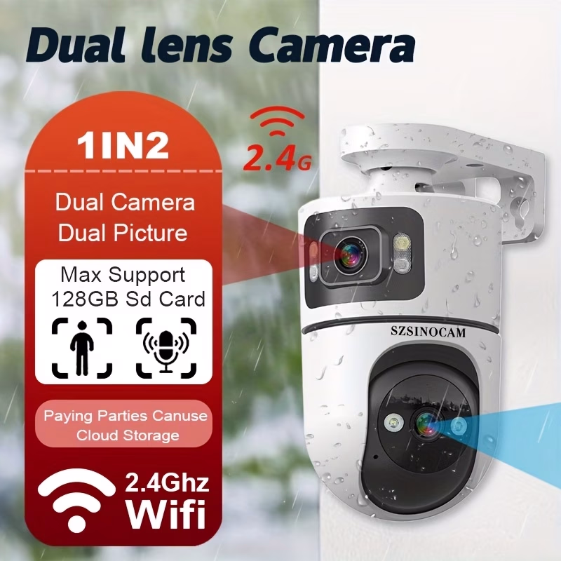 SZSINOCAM® Dual PTZ Outdoor Security Camera – 2-Way Audio and Motion Detection