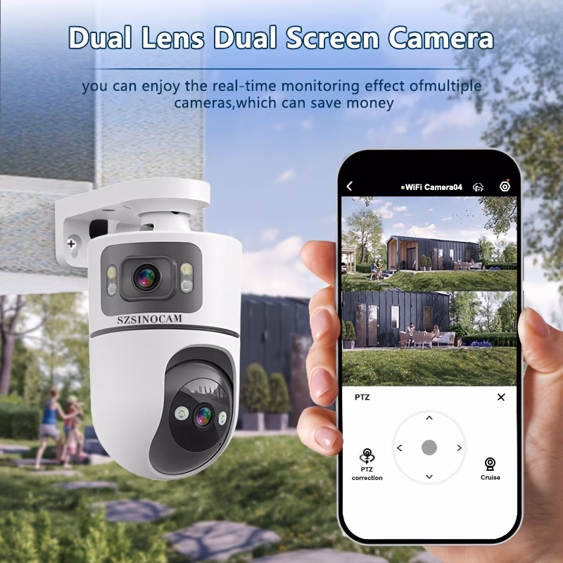 SZSINOCAM® Dual PTZ Outdoor Security Camera – 2-Way Audio and Motion Detection