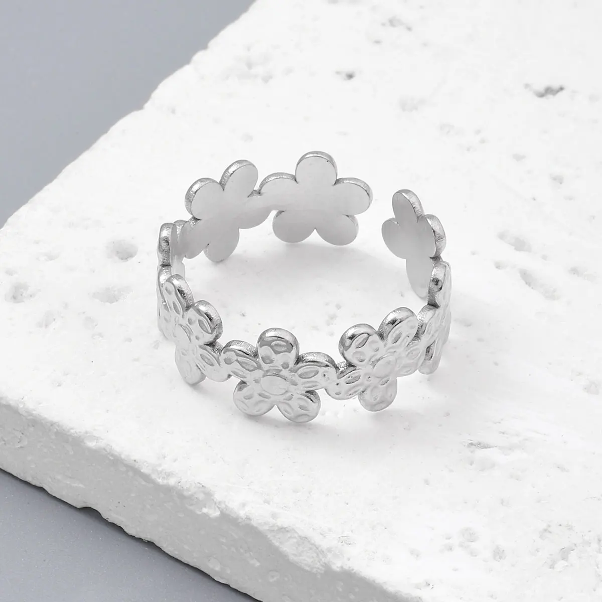 Main Stone Color: Gold, Ring Size: resizable - Never Fade Stainless Steel Flower Woven Star Rings Boho Women Jewelry Fashion Ring Adjustable Size Birthday Gifts Top Quality