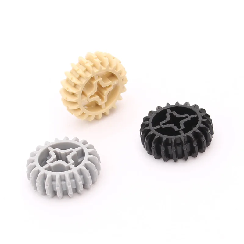Color: Yellow - Rainbow Pig MOC Particle 32269 18575 High-Tech Gear 20 Tooth Double Bevel with Axle Hole Compatible Brick Building Block Toys