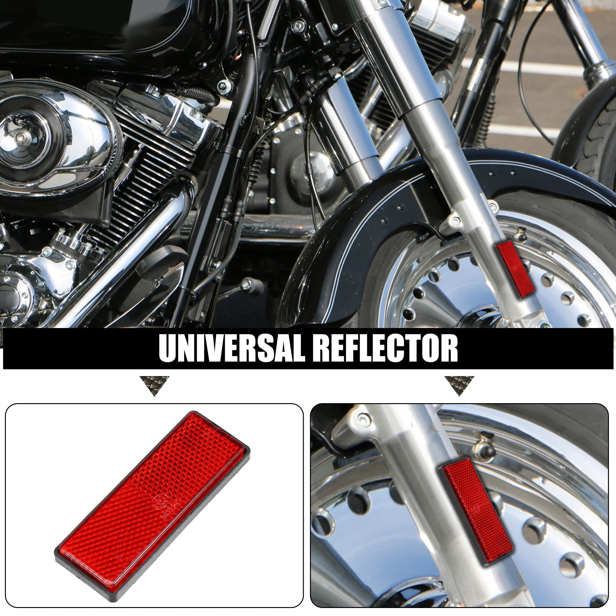 Color: Red - UXCELL Rectangular Stick-on Safety Spoke Reflective Sticker Self Adhesive Reflector for Gate Posts Cars Trailer Motorcycle